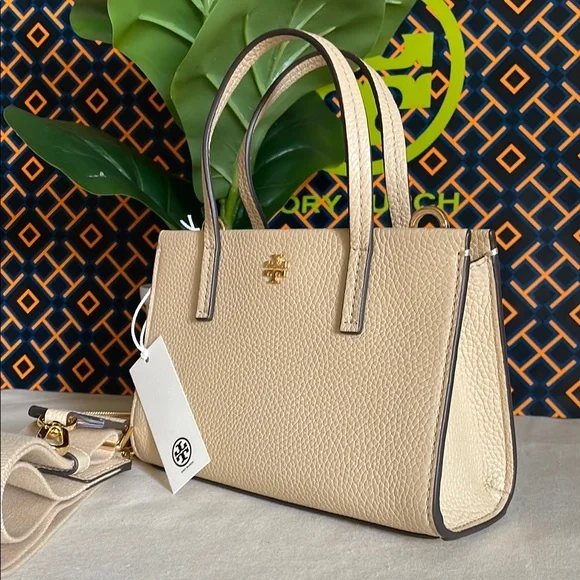 NWT ,,Tory Burch Blake Mini Tote Bag Crossbody Bag Soft Serve Gold Tan Cream - Picture 6 of 14
